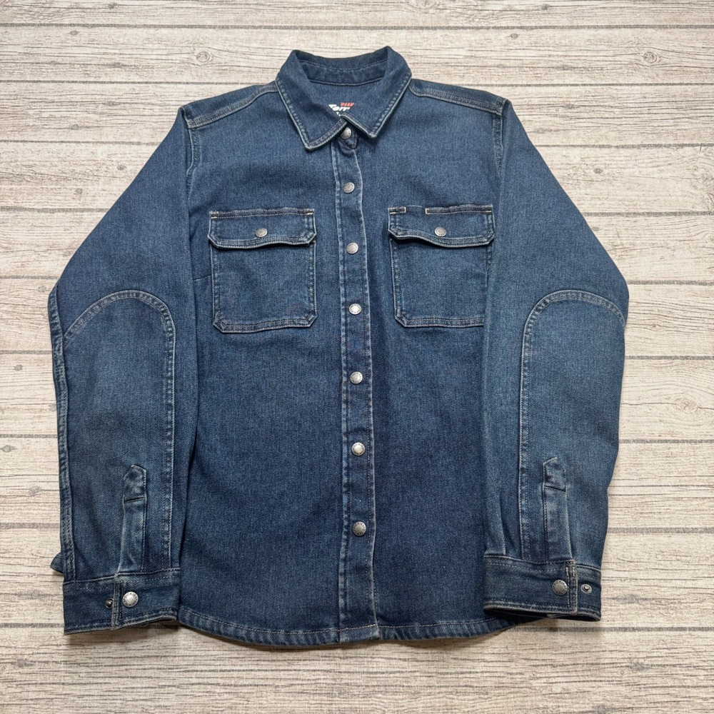 Dickies Shirt Jacket Women's Large Blue Denim Warming Temp-iQ Rugged Button Down